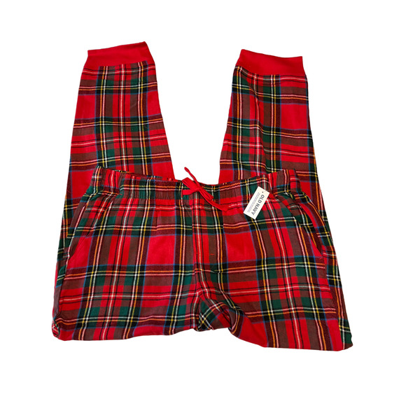 NWT Old Navy Red Tartan Christmas Plaid Flannel Pajama Joggers - Picture 1 of 10